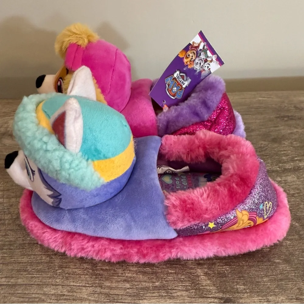Nickelodeon Paw Patrol Plush & Slippers Kids Sz 11/12 Pink Purple Skye Everest